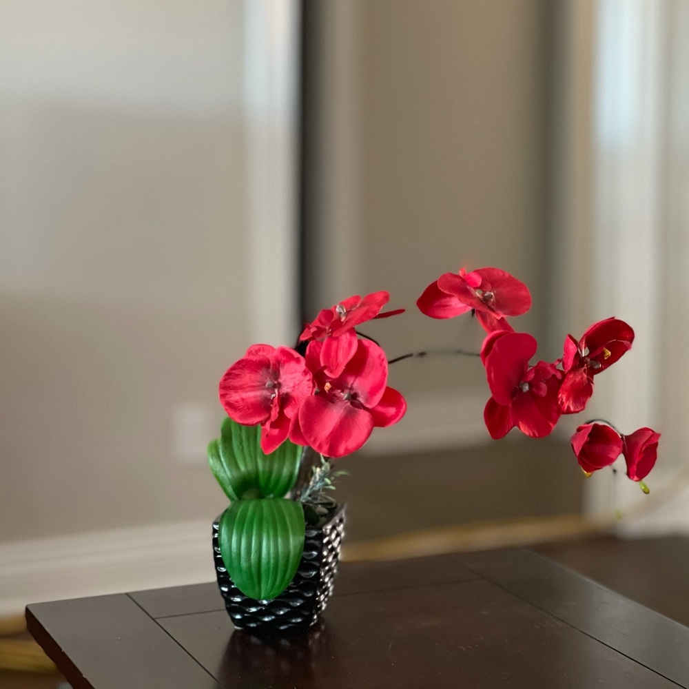 Red silk orchid arrangement